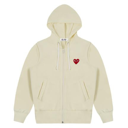 COMME DES GARCONS PLAY HOODED SWEATSHIRT RED HEART - Ivory
