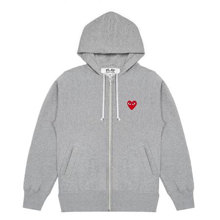 COMME DES GARCONS PLAY Hooded Sweatshirt with 5 Hearts - Grey