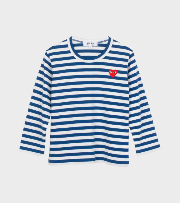 COMME DES GARCONS PLAY For Children Striped Heart Logo Long-Sleeve T-Shirt - Blue/White - AZ-T663-100-4