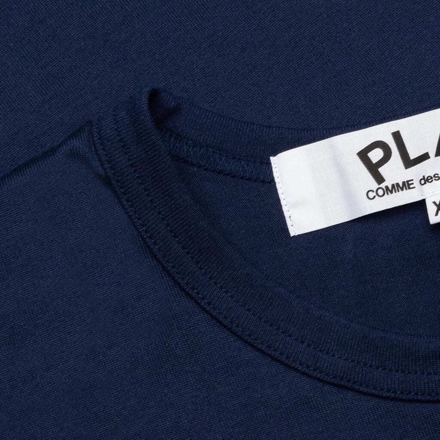 COMME DES GARCONS PLAY 3 HEARTS ON CHEST T-SHIRT - Navy Blue - AZ-T186-051-1