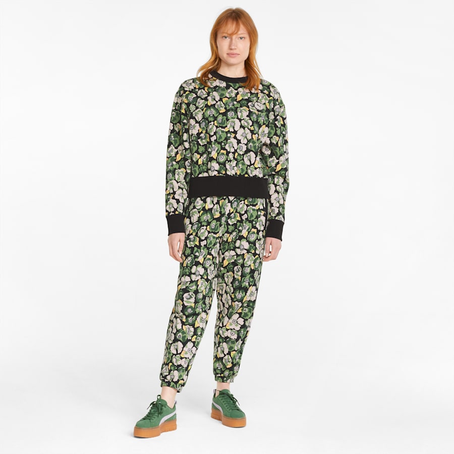 PUMA x LIBERTY Printed Crew Neck Women's Sweater - Puma Black-Flower AOP