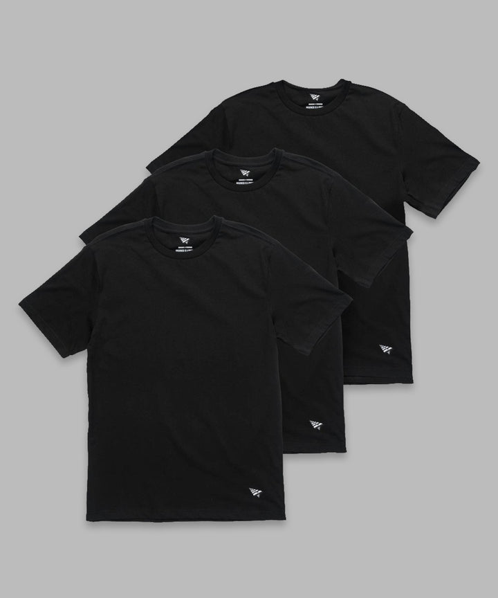 Paper Planes Essential Three Pack Tees - Black