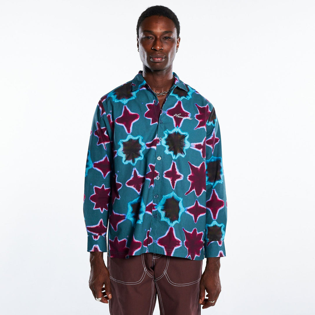 PLEASURES SULFUR LS BUTTON DOWN - BLUE