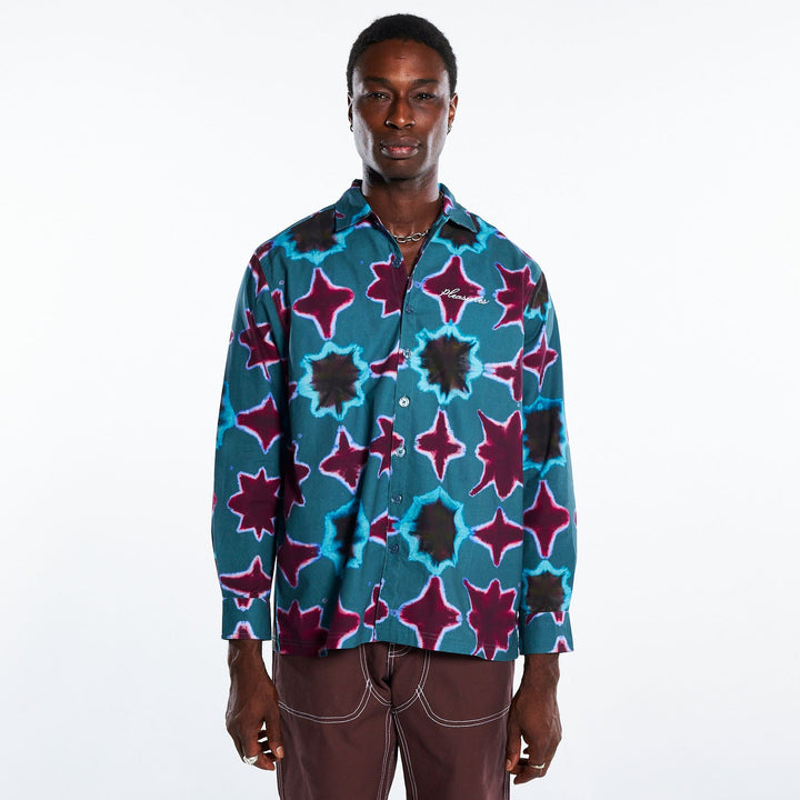 PLEASURES SULFUR LS BUTTON DOWN - BLUE